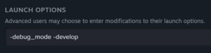 Steamの起動オプションのスクリーンショット